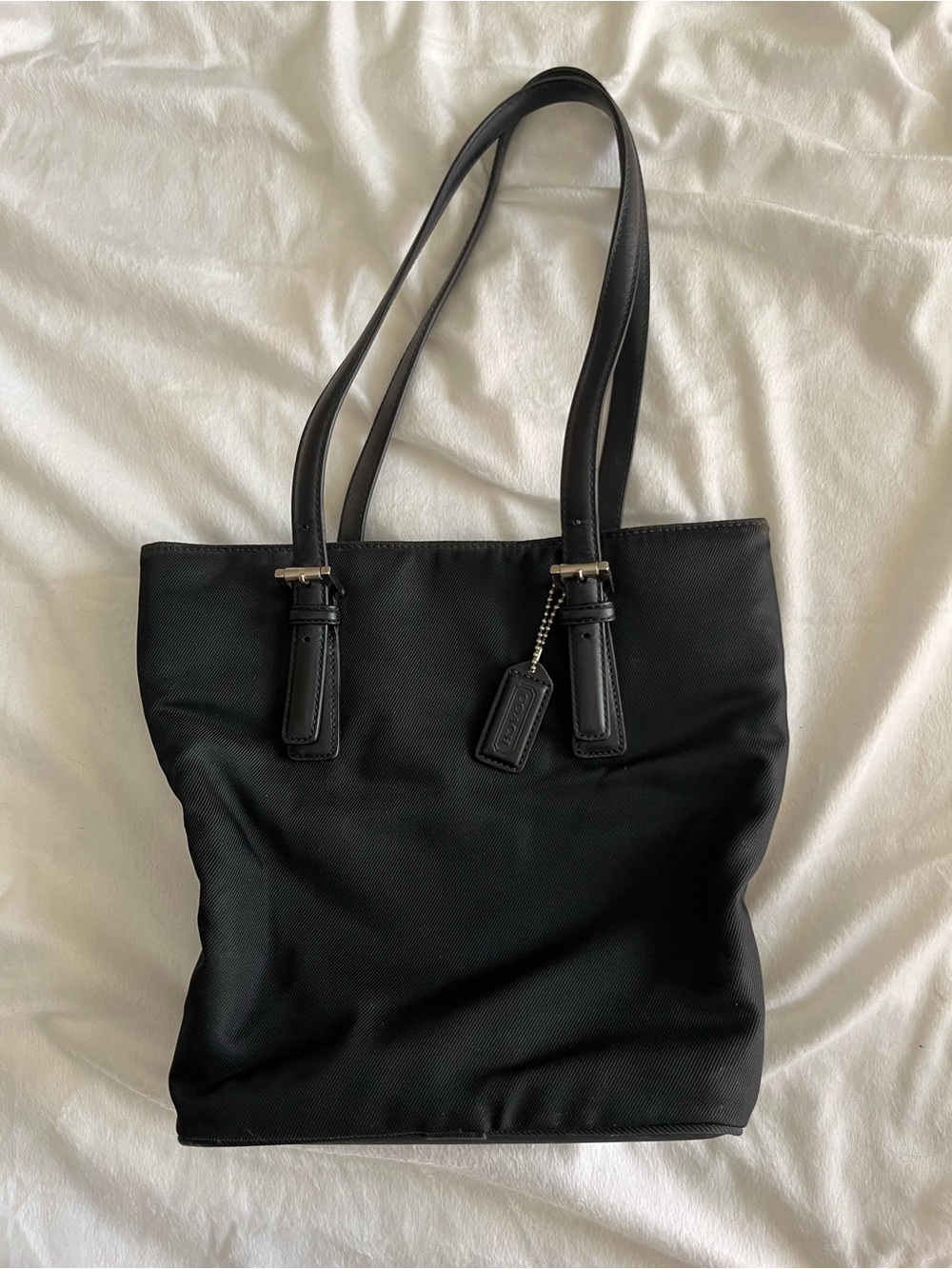 Coach Black Nylon Tote with Leather Straps